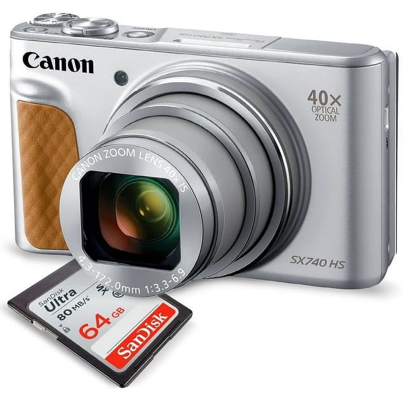 Canon PowerShot SX740 HS Digital Camera (Silver) with 64GB Card(International Model)