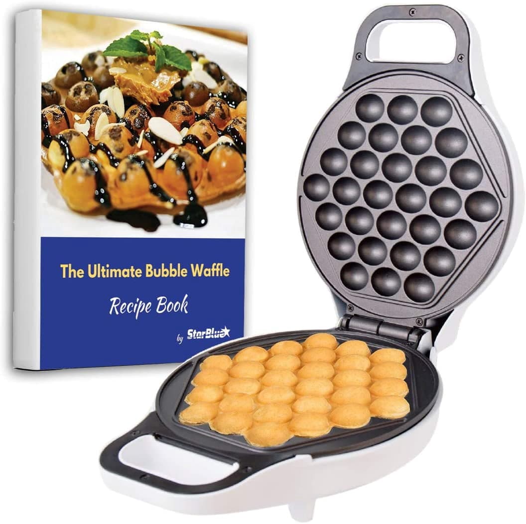 Hong Kong Egg Waffle Maker with BONUS recipe e-book - Make Hong Kong Style Bubble Egg Waffle in 5 minutes AC 110V, 50/60Hz 640W