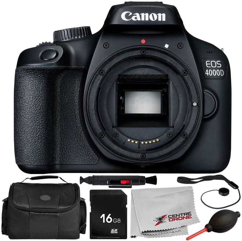 Canon EOS 4000D Digital Camera (Body Only) 7PC Accessory Bundle – Includes 16GB Memory Card + Carrying Case + More - International Version (No Warranty)