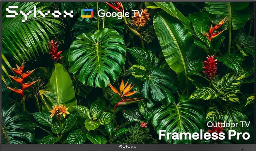 Sylvox Smart Outdoor TVs 43" 4K Full Sun 2000 Nits,IP56 Waterproof Google TV,Ultra-Narrow Bezel,Dolby Atmos, Voice Remote, Chromecast, Framless Pro