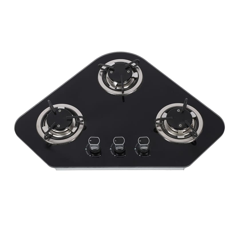 Tempered Glass Gas Cooktop, Multi Stage Firepower 1.8Kw Gas Stove Cooktop Easy To Clean Embedded Installation 3 Burner for Boat for