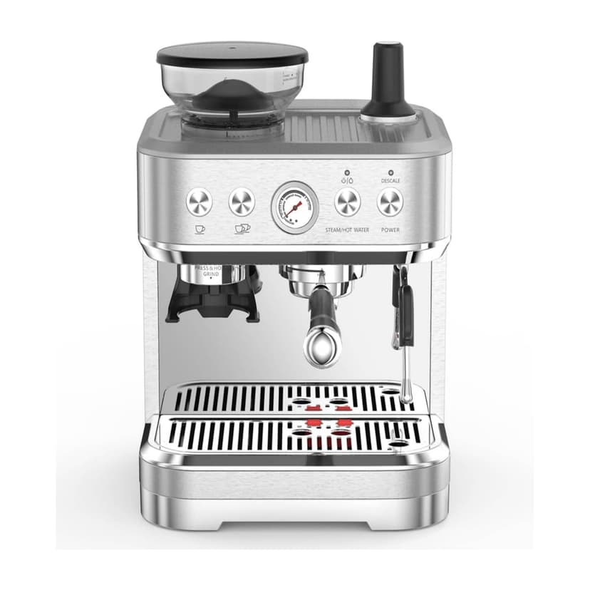 QinaQin 20 Bar Semi-automatic Espresso Machine with Grinder and Automatic Milk Frother Made of Stainless Steel