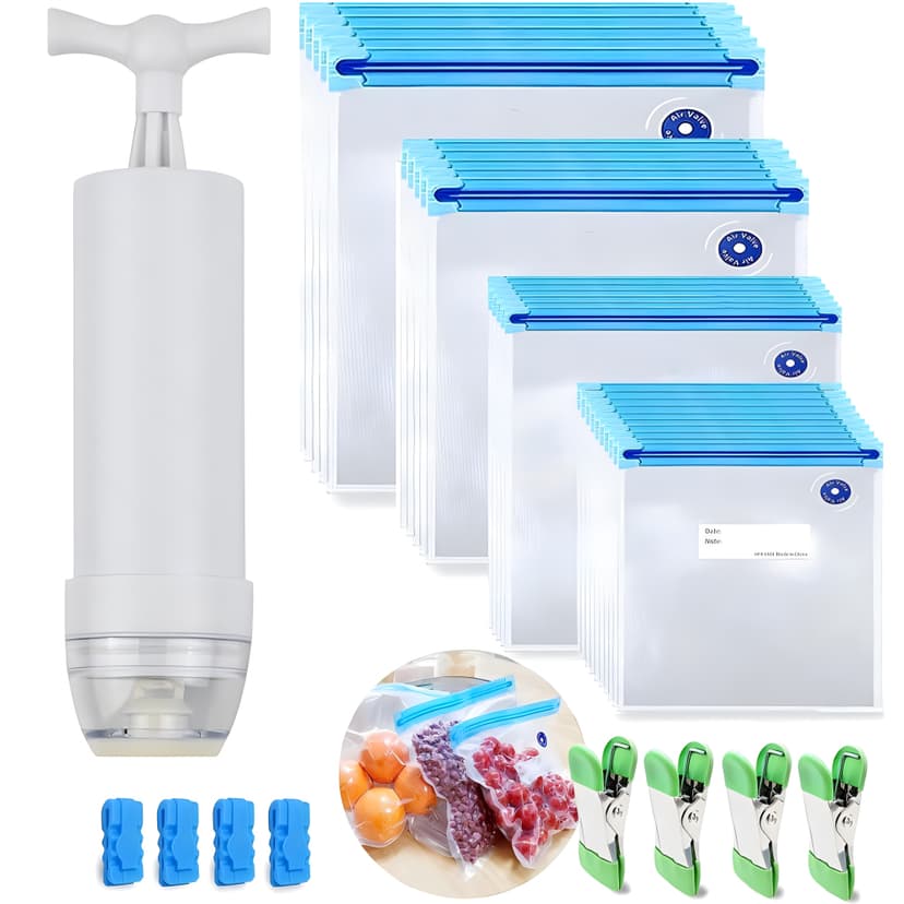 Sous Vide Cooking Bags - Set of 15 | BPA-Free Reusable Vacuum Seal Bags with Air Valve for Joule and Anova Cookers