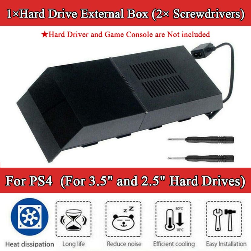 ALLTIMES Hard Drive External Box Enclosure for PS4 Compatible with 3.5" and 2.5" Hard Drives