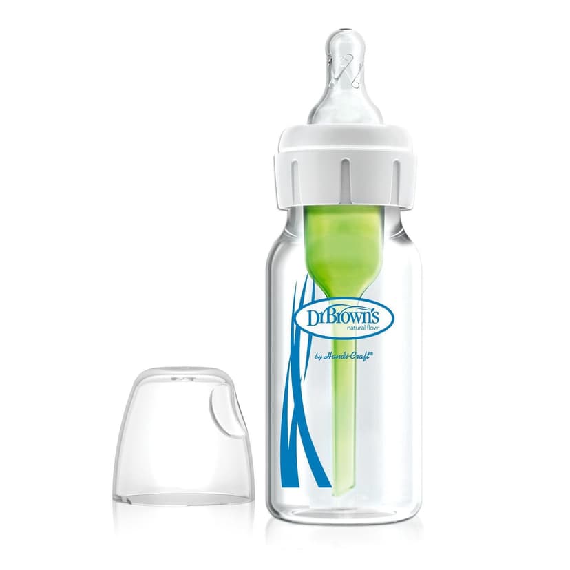 Dr. Brown's Natural Flow Anti-Colic Options+ Narrow Glass Baby Bottle mL, with Level 1 Slow Flow Nipple, 0m+