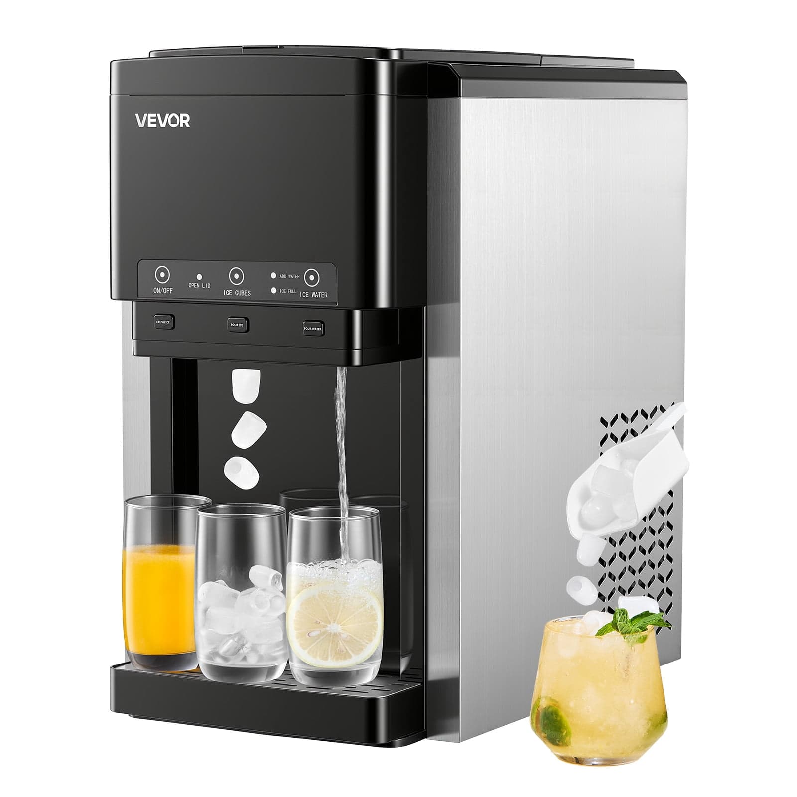 VEVOR Water Dispenser with Ice Maker, 3-in-1 Countertop Water Dispenser, 35 LBS/24H, 12 Cubes/7 Min Fast Ice Making with 4 LBS Storage