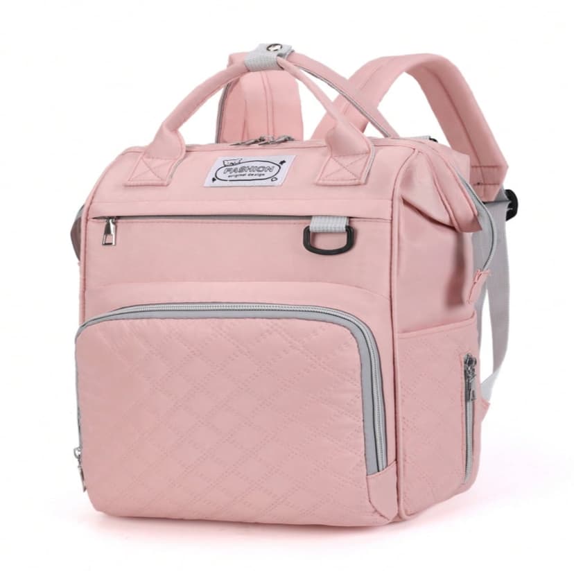 SNNROO 1pc Pink Diaper Bag Backpack Large Capacity Mommy Bag Fashionable Portable Traveling Maternity Bag That Can Be Hung On A Stroller