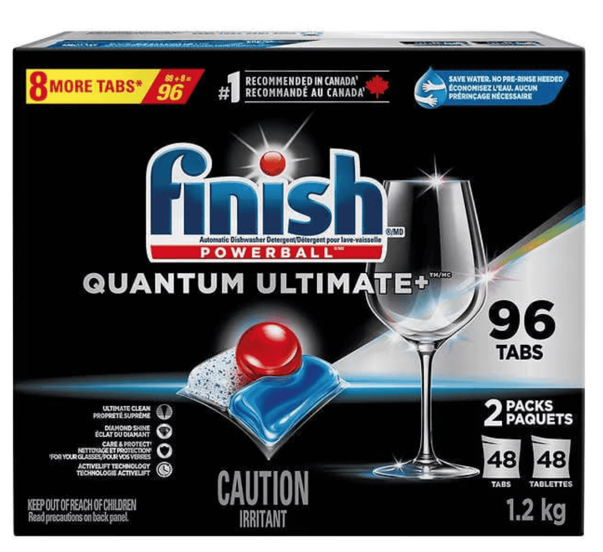 Finish Quantum Ultimate Plus Dishwasher Detergent, Pack of 96 Tablets – Powerful Cleaning for Dishes