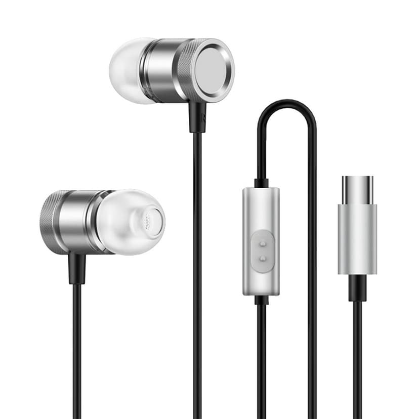 TopLLC Metal In-ear Flat Port Headphones Type-c Plug Heavy Bass Ergonomic Design Noise Cancelling Headphone