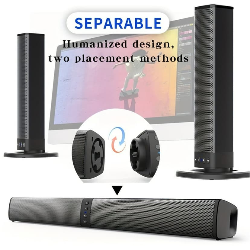MesaSe Stock-Up Essentials 20W Detachable TV Soundbar Small Soundbar For TV Surround Sound System TV Sound Bar Speakers With Bluetooth/AUX Connection For PC/Gaming/Projectors Savings