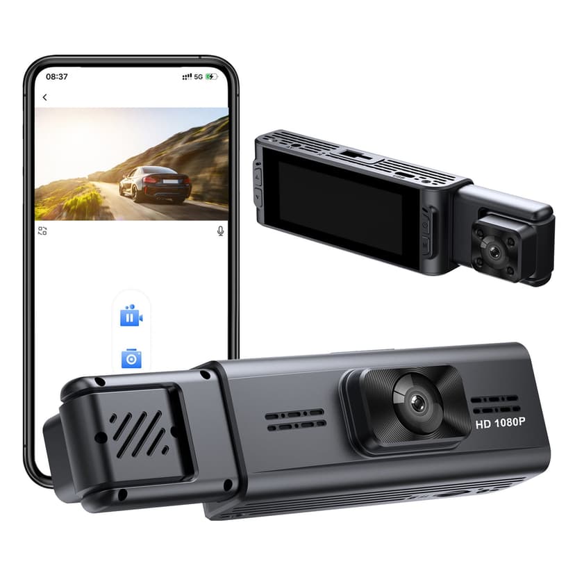 Tunhigl Dash Cam 3.16-inch 1080P Front And Interior Recording Camera With Infrared Night Vision Loop Recording APP