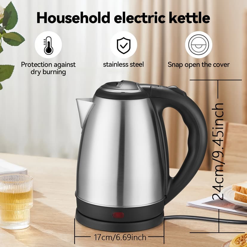 Stainless Steel Household Electric Kettle With Automatic Power Off To Prevent Dry Burning, Insulated Hot Water Kettle, Fast Boiling Kettle, Quick Heating Electric Kettle
