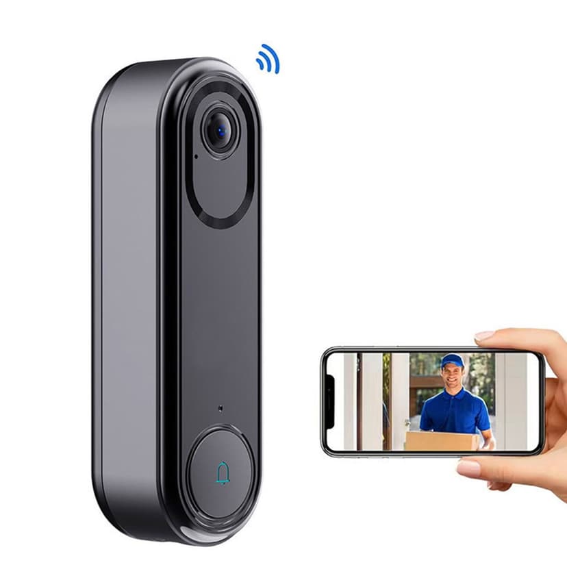 Aufmer Smart WiFi Doorbell, Wireless Video Doorbell with HD Night Vision, Low Power Home Security Camera, Real Time Mobile Monitoring and Two Way Talk, Compact Easy Installation for Home Use