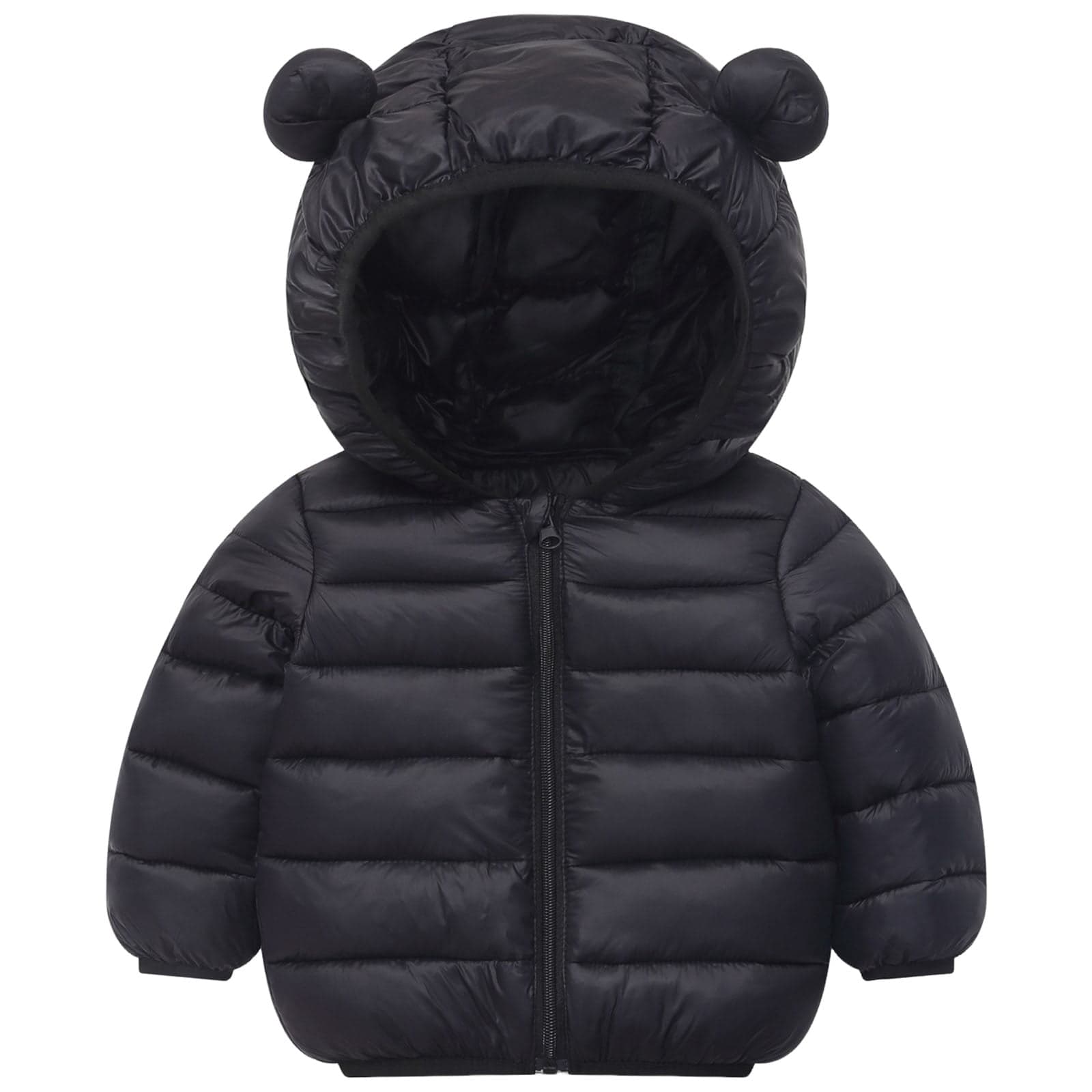 Curenmufel Winter Jacket for Girls Infant Baby Girls Coats Down Alternative Hoodie Coats Toddler Windproof Lightweight Winter Warm Puffer Jacket Coat Size 18 24 Months (Black,18-24 Months)