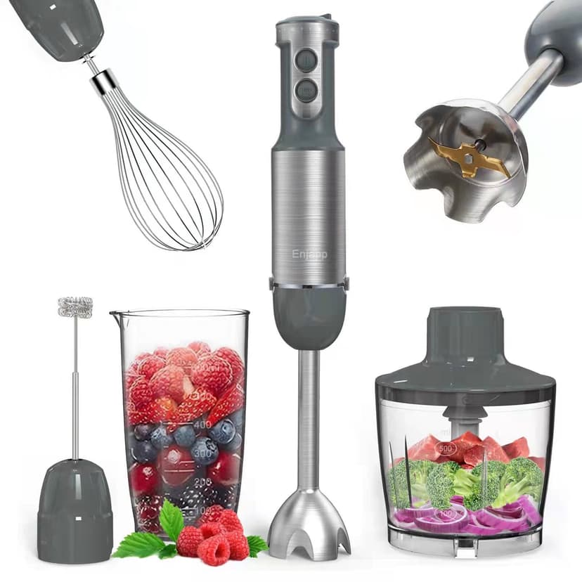 5-in-1 multifunctional handheld blender with mixer, 6 adjustable speeds, suitable for kitchen