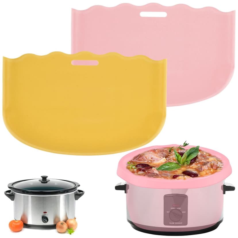 2Pcs Silicone Slow Cooker Liners Reusable Silicone Slow Cooker Divider Leakproof Hear-Resistant Slow Cooker Insert Liner Dishwasher Safe Slow Cooker Accessories