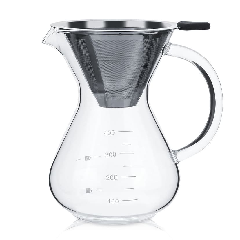 400ml Coffee Filter Pot, Coffee Dripper Brewer and Glass Coffee Pot, Glass Pour Over Coffee Maker Set