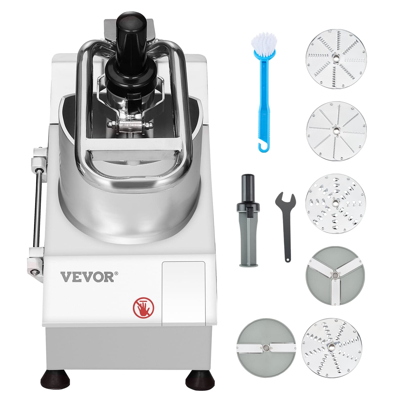VEVOR Food Processor Vegetable Chopper w/ 6 Blades Food-Grade Stainless Steel Blender