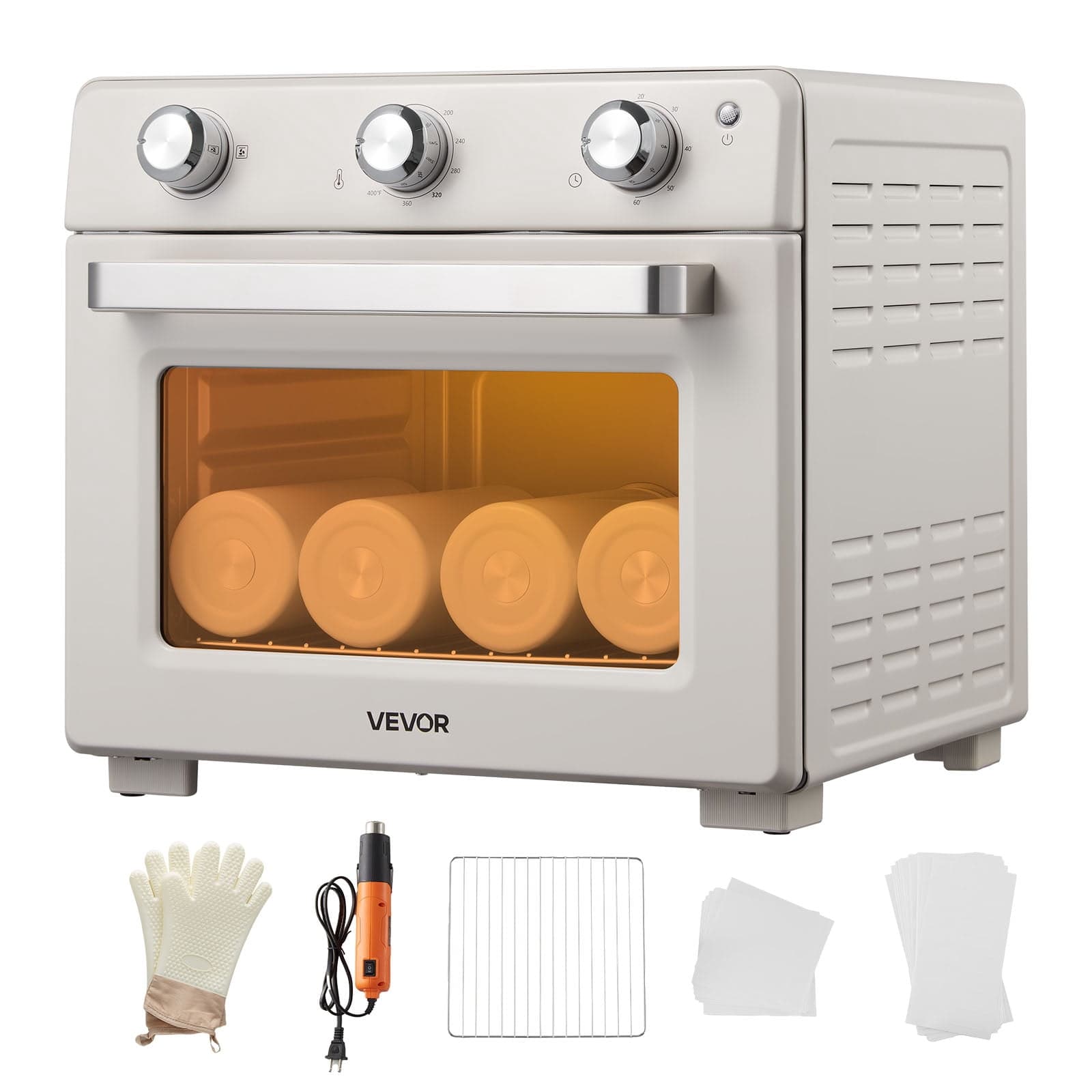 VEVOR Sublimation Oven Machine, 26 Qt, Fits 40oz Tumblers, with 1 Heat Air Gun, 50 Shrink Films, 1 Tape and 2 Heat Gloves