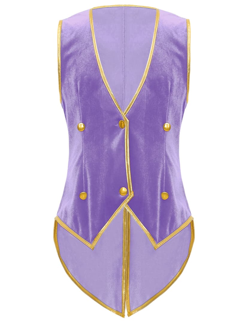 iefiel Kids Boys Velvet Vintage Medieval Vest Victorian Renaissance Steampunk Tailcoat Button Down Waistcoat Top Purple 16