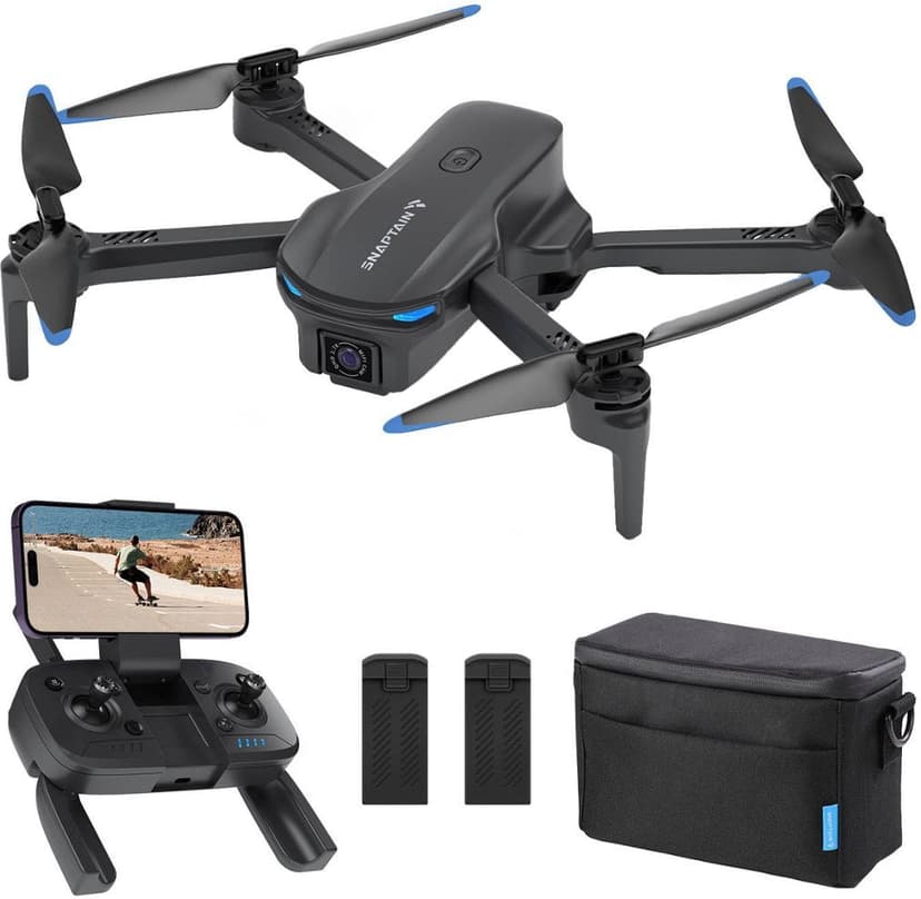 SNAPTAIN E20 FPV Drone with 2.7k QHD Camera Live Video, Brushless Motor with Remote Controller for Adult - Gray