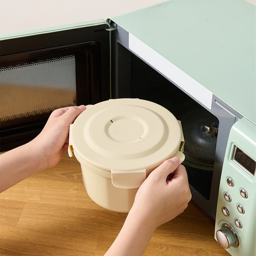 mtvxesu Microwave Safe Portable Rice Cooker with Steam Vent | High Temperature Resistant Plastic | 17X17X11Cm | Versatile for Rice, Soup, Vegetables, Noodles | 1-Pack