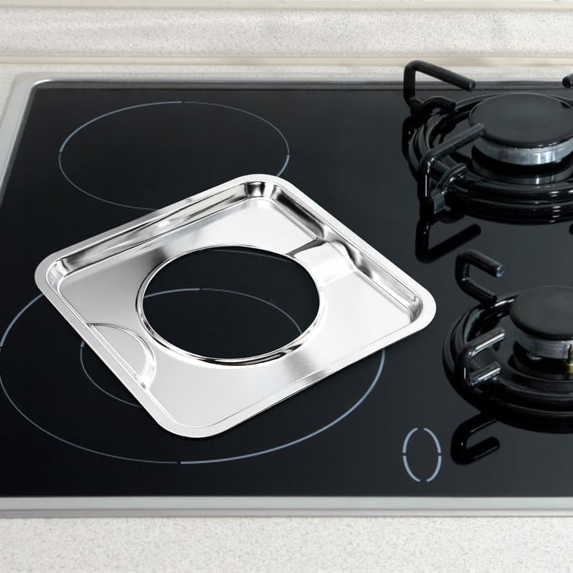 BESTYASH 4Set Silver Square Gas Range Drip Pans for Cooking 11.8x11.8x0.5in