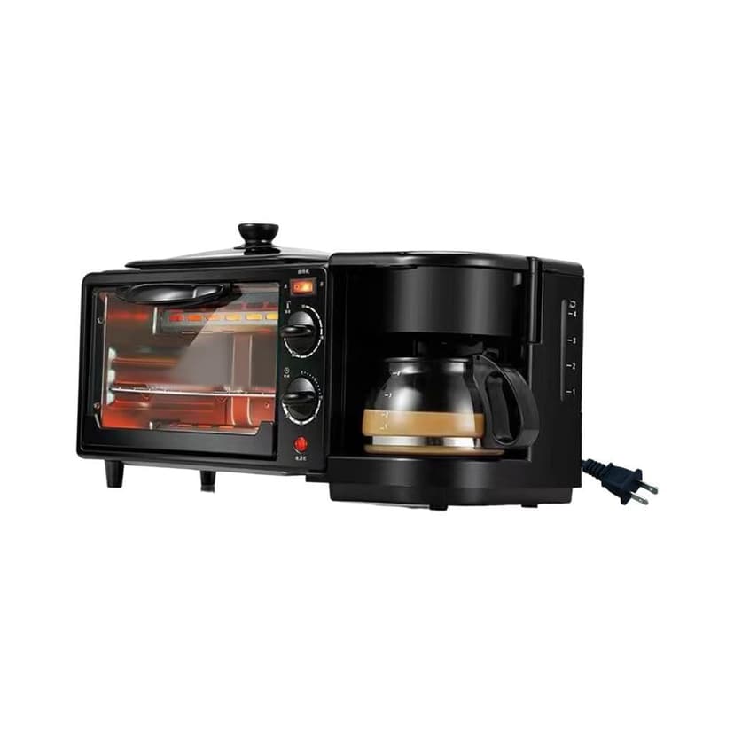 Rongfmy 3 in 1 Breakfast Center Station Portable Toaster Oven for Bread Egg Sausages
