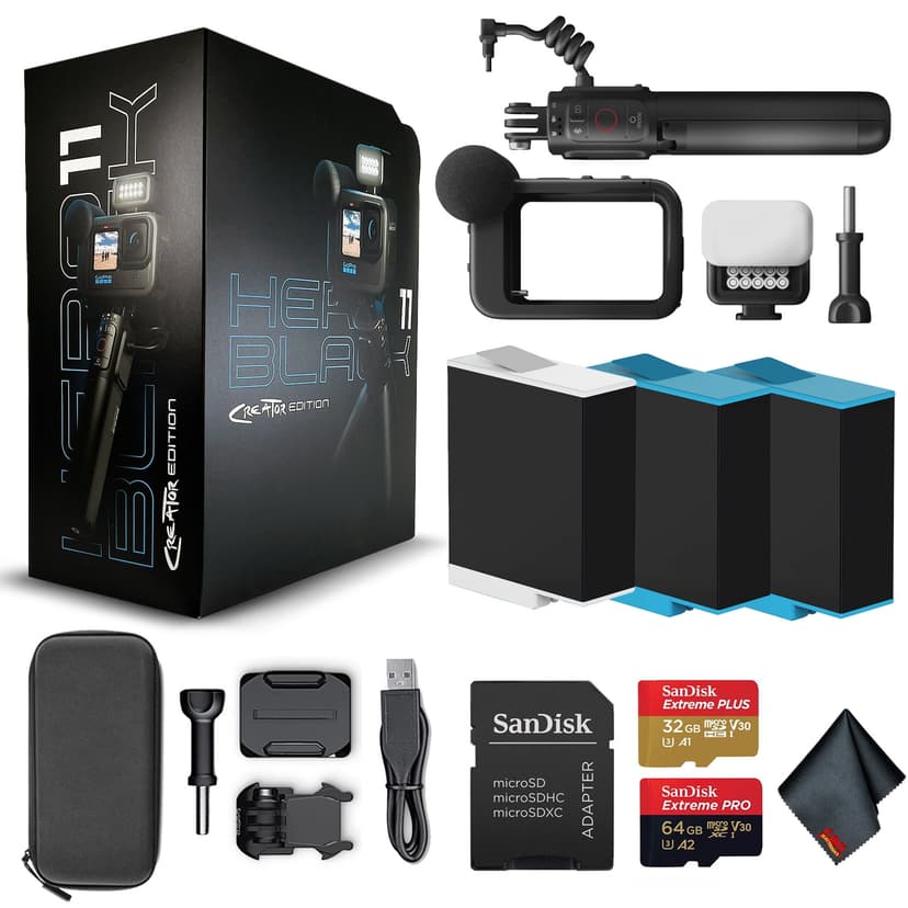 GoPro HERO11 (HERO 11) Black 27MP Camera (New) Volta Grip, Remote, Mod, Light, 2 Battery, 64GB Card