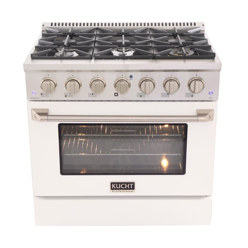 36 in. 5.2 cu. ft. Gas Range with Convection Oven and White Door