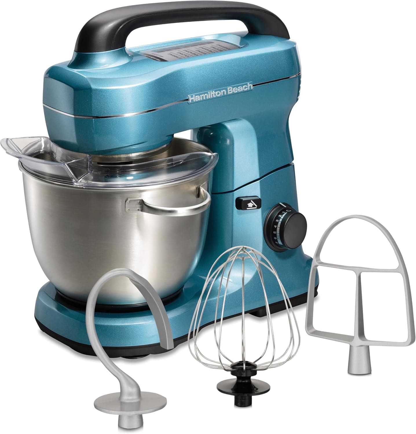 Hamilton Beach Stand Mixer with 4 Quart Stainless Steel Bowl, 7 Speeds, 300 Watt Motor, Blue, 63393