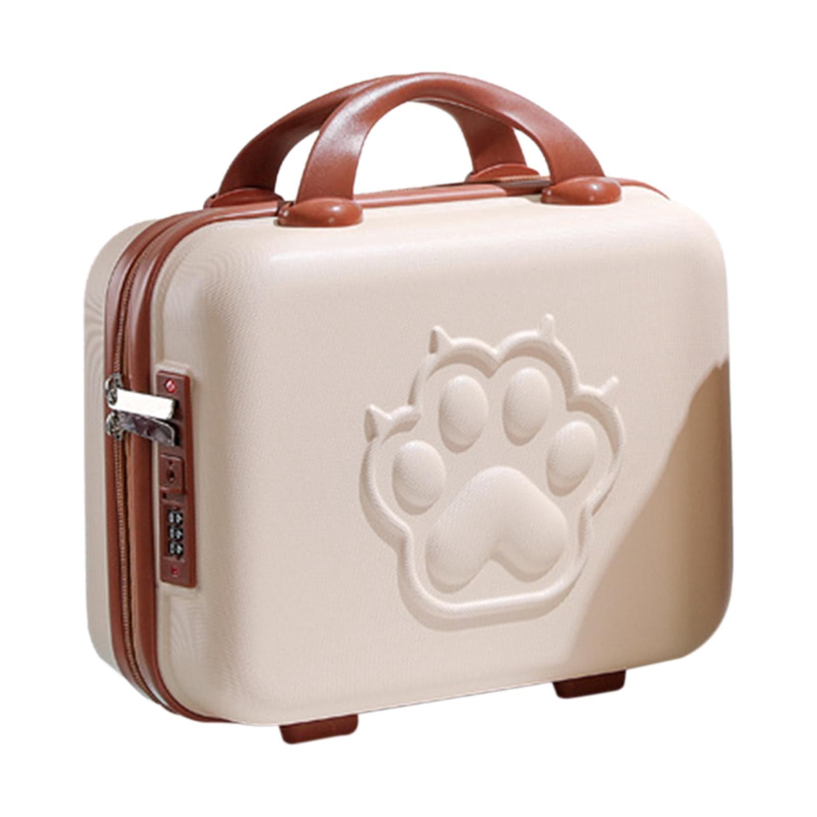 14 inch Suitcase Case with Handle Storage Case Password Lock with Handle Luggage Case for Travel Small Items Beige