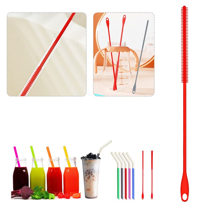 Ainf Food Grade Silicone Straw Brush With Dense Nipple Cleaner For Babies Border Silicone Test Tube Brush
