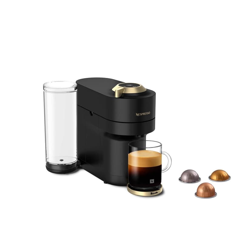 Nespresso Vertuo Pop+ Deluxe Coffee and Espresso Machine by Breville Matte Black and Gold, 6 Coffee Sizes