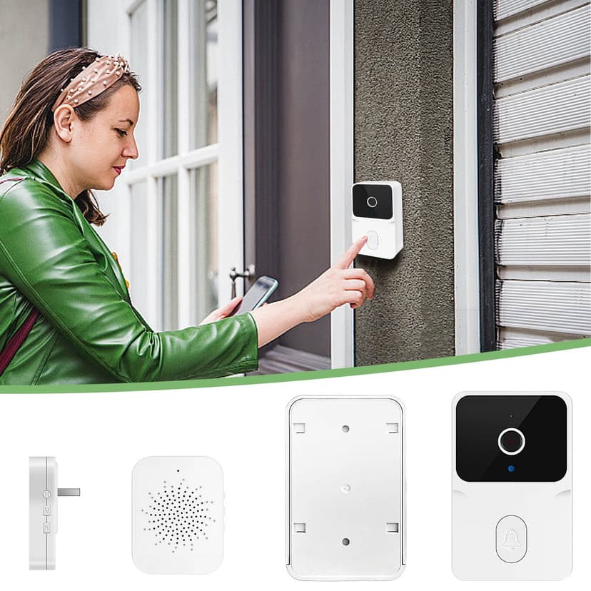 Wireless Doorbell with Camera, HD Video, 100° Wide Angle Lens, featuring Motion Detection and Two-Way Audio, with 2.4GHz WiFi Connectivity for Home Security