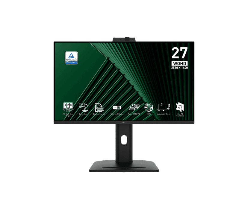 MSI 27" 2560 x 1440 (QHD) 100HZ IPS Conferencing Monitor with Webcam, Type- C 98W PD, Ethernet, Daisy Chain, Height and Pivot adjustable, Speaker (PRO MP275QPDG)