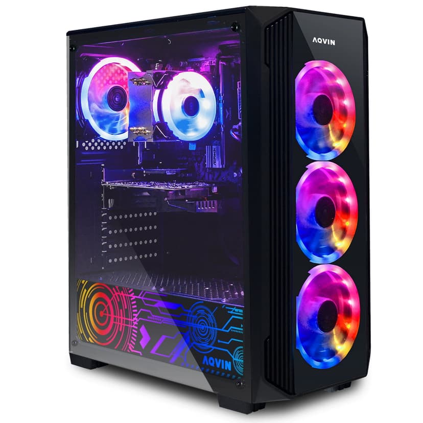 Gaming PC AQVIN ZForce Desktop Computer - Black Intel Hexa-Core i7 Processor, GeForce RTX 3070 8GB GDDR6, 2TB SSD, 32GB DDR4 RAM, Windows 11 Pro, WIFI Ready, Gaming Keyboard & Mouse