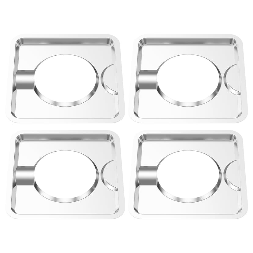 Vensio Stainless Steel Square Drip Pans Stove Burner Covers Replacement Electric Gas Range (silver )