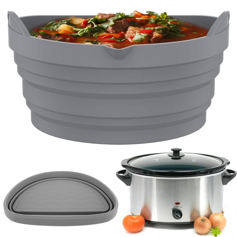 PENGXIANG Slow Cooker Divider for 6 QT Pot Leakproof Silicone Slow Cooker Divider Liner Reusable Slow Cooker Liner