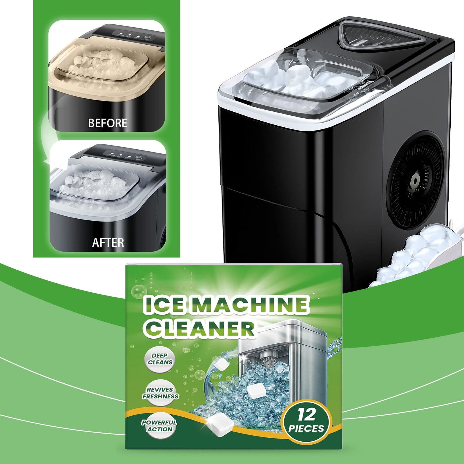 Chmadoxn Household Cleaners High-efficiency Ice Maker Cleaning Tablets Scale And Odor Extend The Service Life Of The Ice Maker And Ensure The Tasting Ice Cubes Cleaning tablets for ice making machines