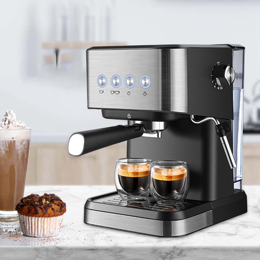 Espresso Machine Coffee Machine with Milk Frother 15 Bar Pressure 1050W Temperature Control 1.5L Water Tank for Cappuccino Latte At Home