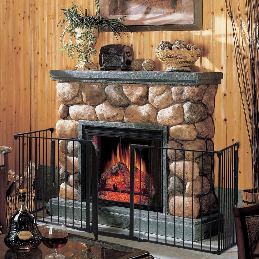Costway New Fireplace Fence Baby Safety Fence Hearth Gate BBQ Metal Fire Gate Pet Dog Cat