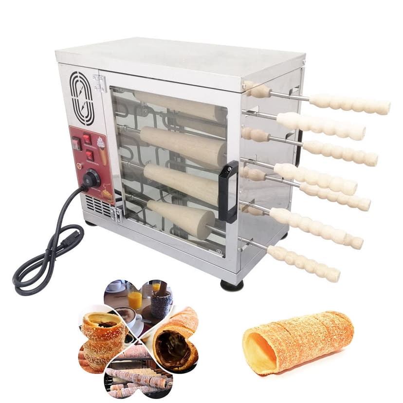 Commercial Stainless Steel Electric Chimney Cake Bread Maker with 16 Rollers Kurtos Kalacs Oven 110V