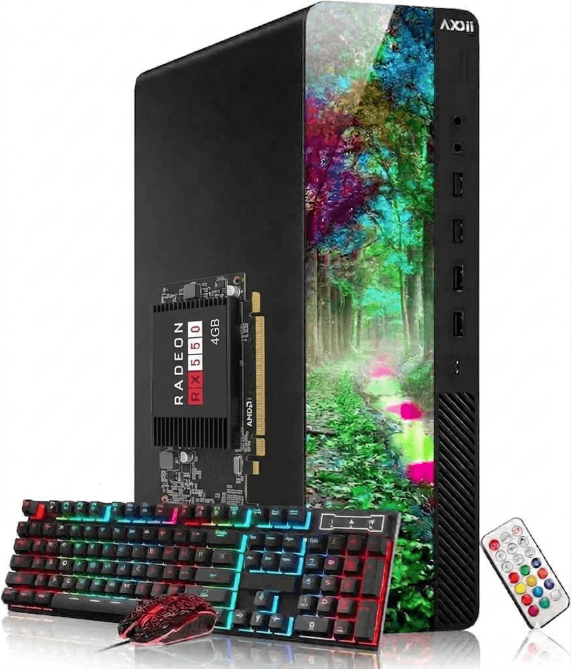 Gaming Desktop PC AXOII – Intel Core i7 Processor upto 4.0 GHz 16GB DDR4 RAM 256GB SSD AMD RX550 4GB GDDR5 WiFi Bluetooth Windows 11 Pro Refurbished