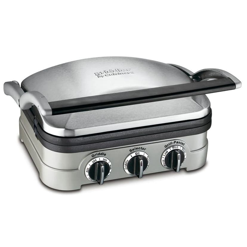 Refurbished Cuisinart GR-4N 5-in-1 Griddler, Silver, Black Dials