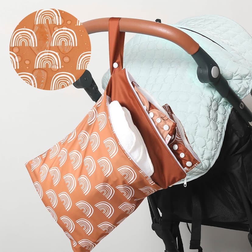 TopLLC Double-layer Zipper Trolley Hanging Bag Baby Diaper Storage Bag Large Capacity