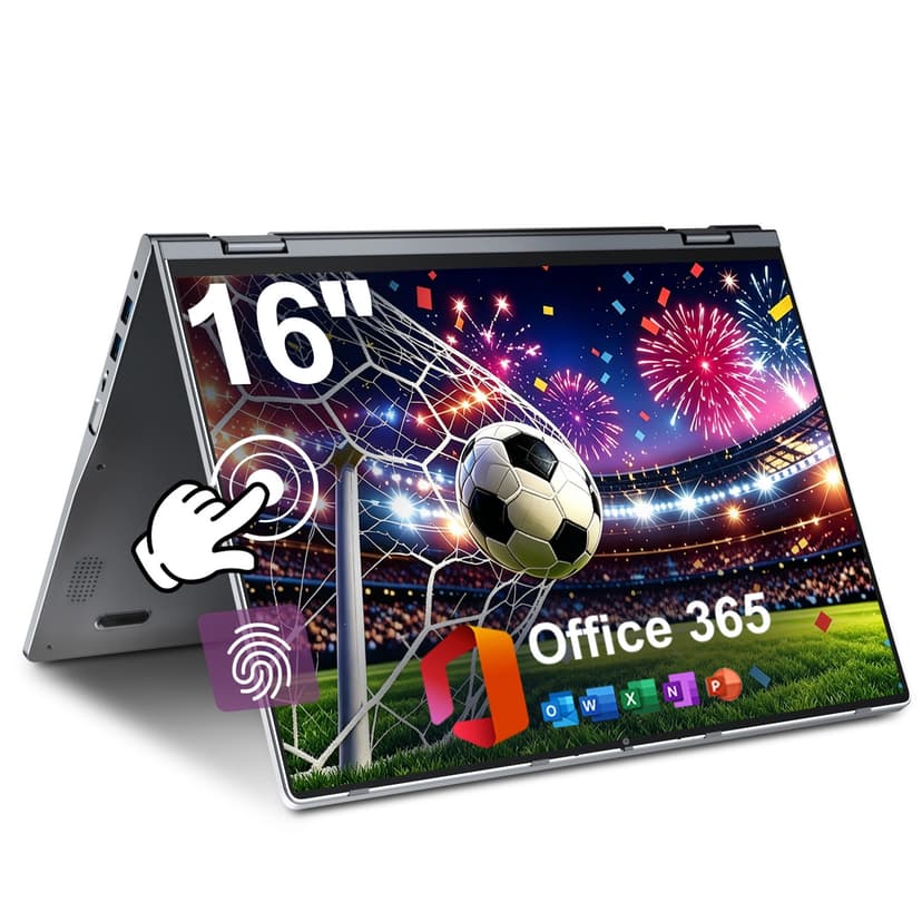 Jumper 16in 2 in 1 Laptop FHD Touchscreen with Windows 11, 16GB DDR4 640GB ROM Laptops Convertible Tablet Computer, 4-Core Intel Celeron Processor, 360° Flip, 1yr Office 365 Free