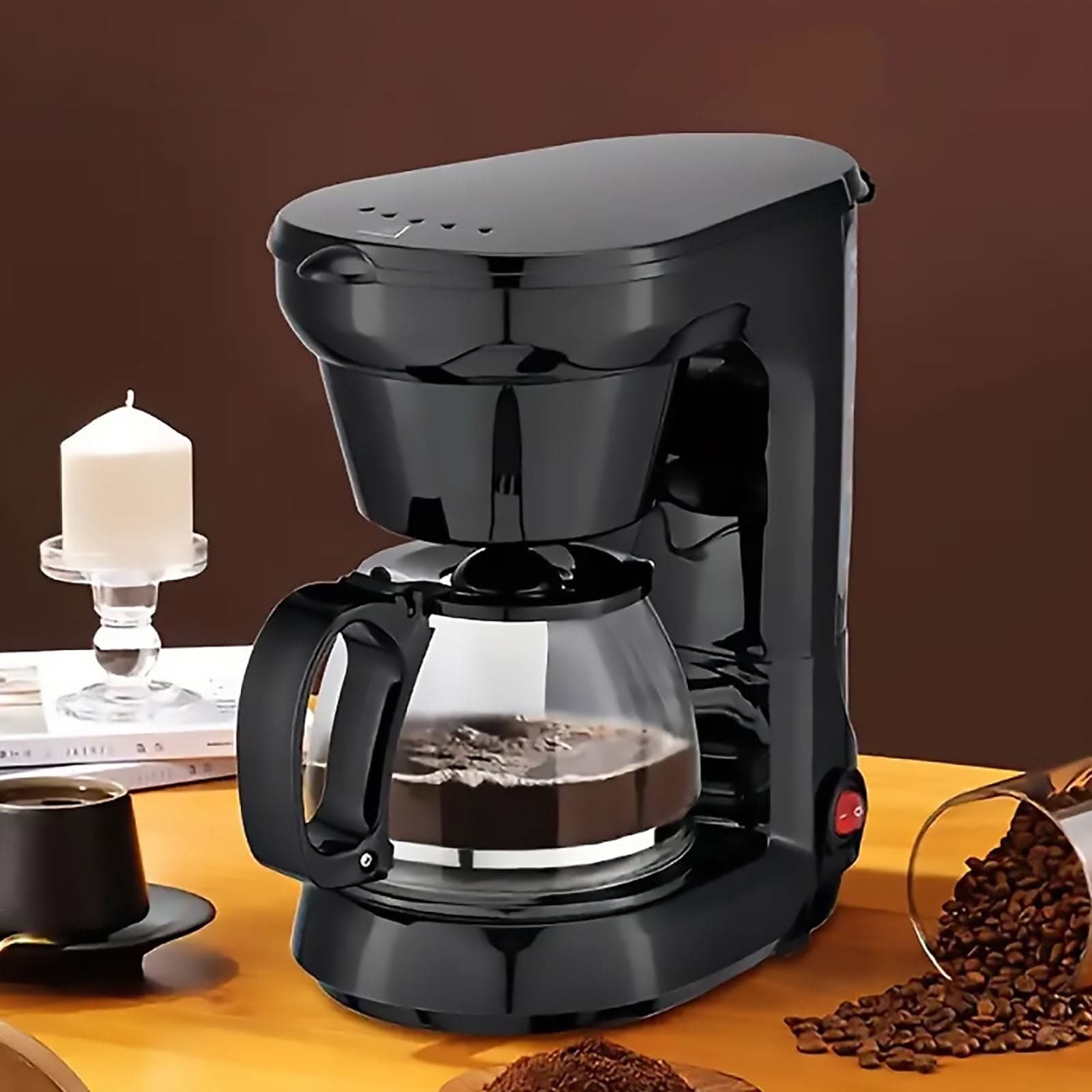 YIMWNYI Small Drip Coffee Machine, Coffee Maker with Temperature Control, 3-5 Cups Capacity, Easy to Clean, Efficient Wired Heating, Versatile Household Coffee Pot