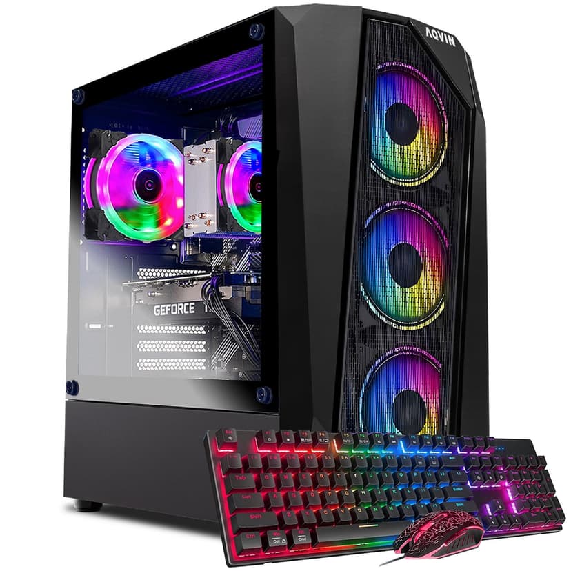 AQVIN AQ30 Gaming PC | NVIDIA GeForce RTX 3050 GDDR6 6GB | Intel Core i7 CPU | 1TB NVMe SSD Storage | 16GB DDR4 RAM | Windows 11 Pro | RGB Gaming Keyboard Mouse | Built-in WIFI - Black