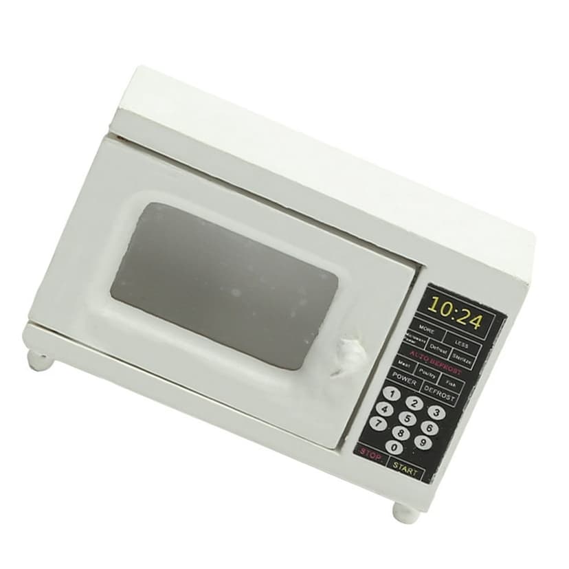 CUITING Microwave Oven Model Mini Decor Retro Accessories White Wooden